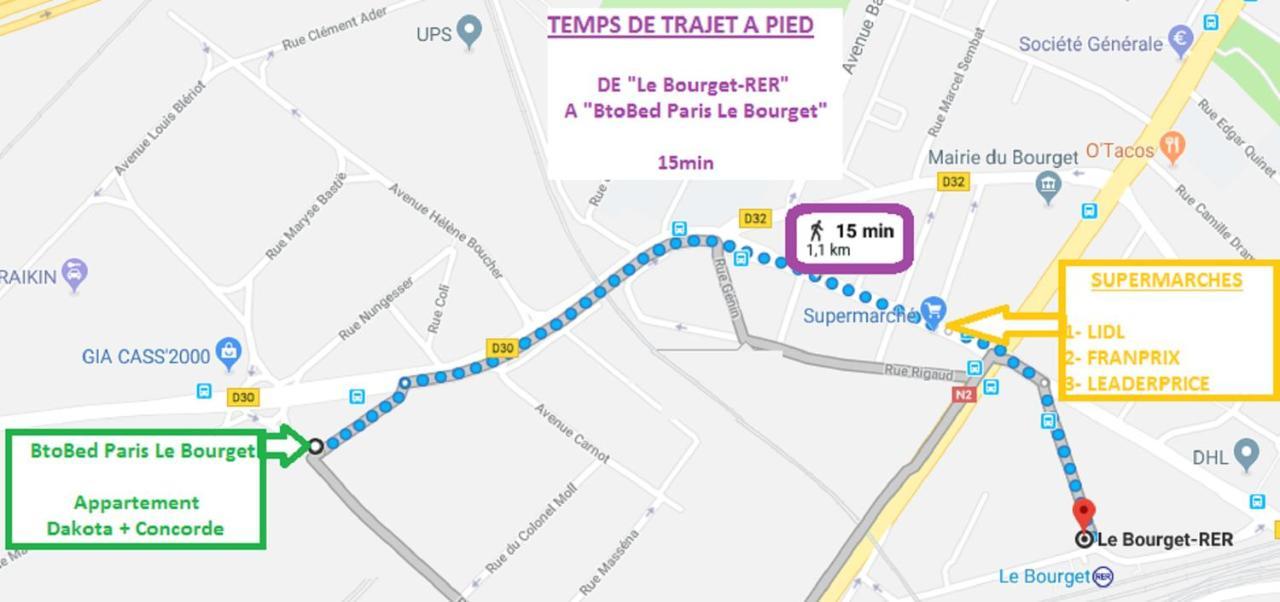 Btobed - Location Professionnelle - 2 Studios Confort - Proche Parc Des Expos Et Stade De France Ле-Бурже Экстерьер фото